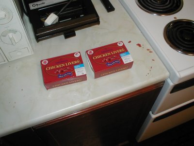 Ewww... blood on our nice new work surface